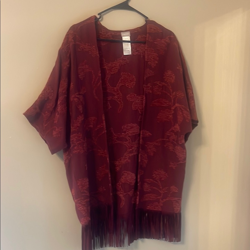 Chico's Deep Red Textured Kimono